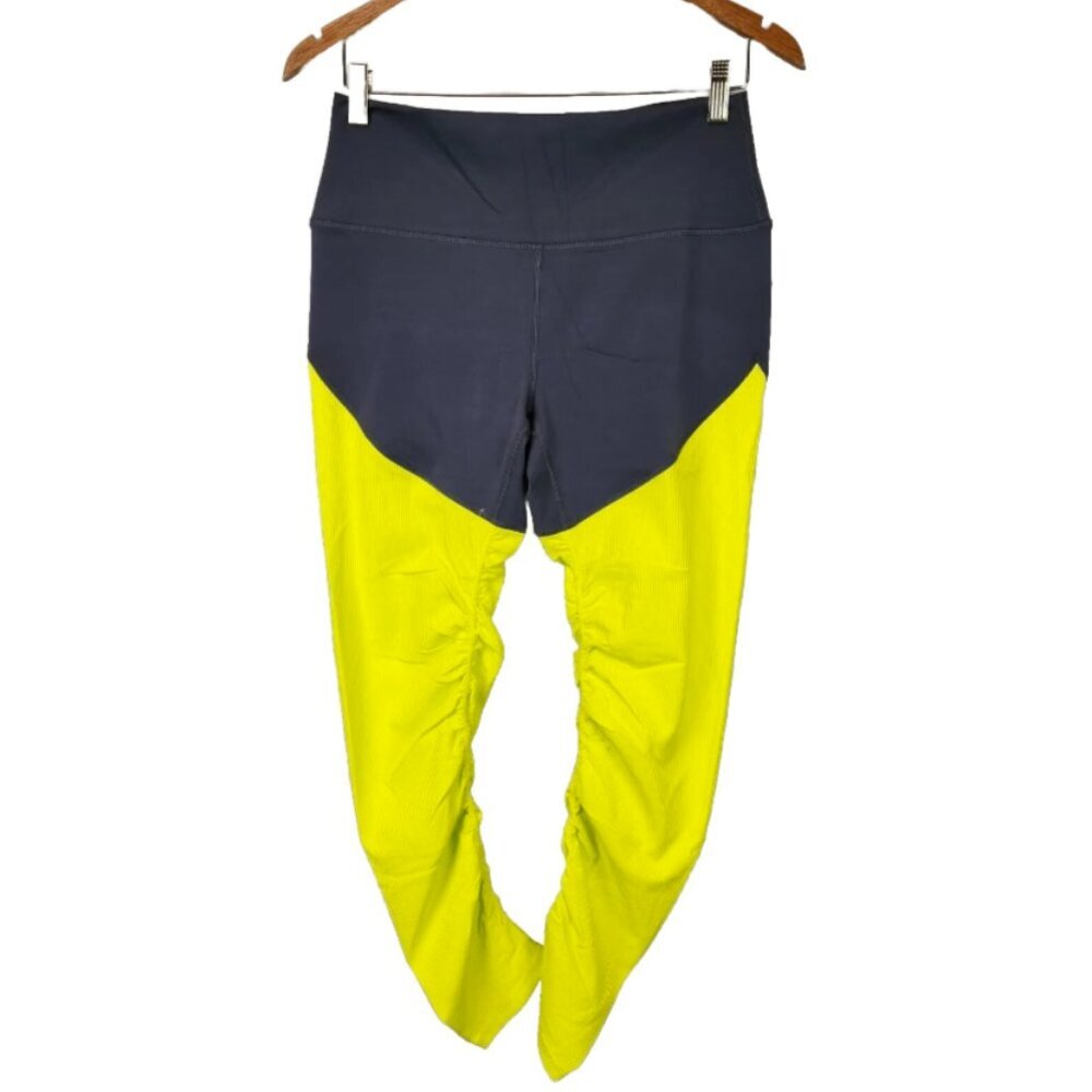 NWT Zyia Leggins Womens Size 12 Neon Yellow Parallel Luxe Hi Rise  7/8 24”
